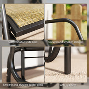 Outsunny - Patio Glider Outdoor Glider Chair with Breathable Mesh Seat & Backrest, Armrests and Metal Frame, Light Mixed Brown