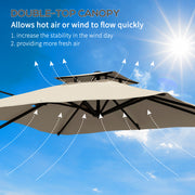 10ft Square Cantilever Patio Umbrella, 360° Rotating Overhanging Umbrella with Cross Base, Crank Handle, Khaki
