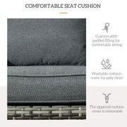 Outsunny - Patio Wicker Adirondack Chair, Outdoor PE Rattan Fire Pit Chair, Muskoka Chair w/ Soft Cushions, Tall Curved Backrest and Comfortable Armrests for Deck Garden, Grey