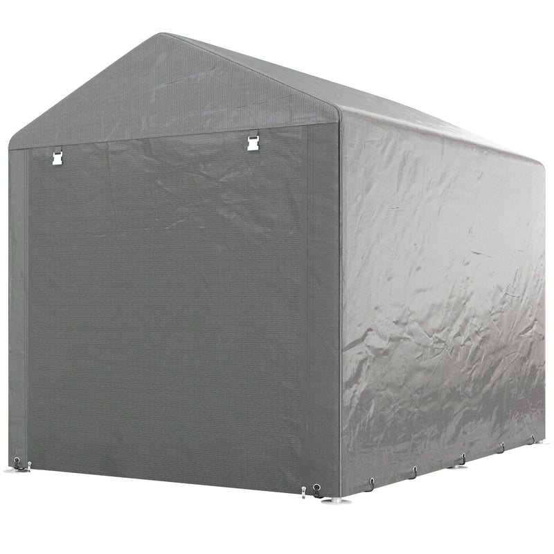 Portable Bicycle Shed with Galvanized Steel Frame and Large Door, Waterproof Outdoor Shed for Garden Tools, Light Grey