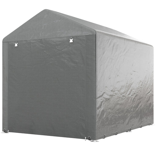 Portable Bicycle Shed with Galvanized Steel Frame and Large Door, Waterproof Outdoor Shed for Garden Tools, Light Grey