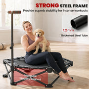 Soozier 42" Foldable Mini Trampoline, One-Step Fold Rebounder Trampoline with Adjustable Foam Handle for Indoor Outdoor Workout