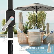 Aluminum Patio Umbrella, Garden Outdoor Parasol, Sun Shelter, 8.5ft, Light Grey