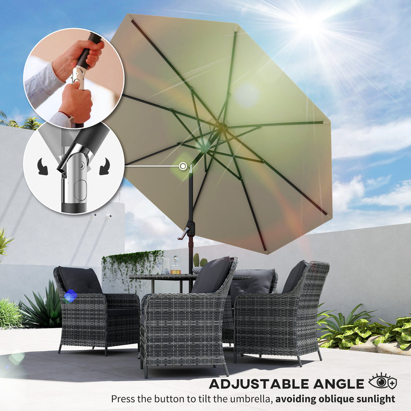 Aluminum Patio Umbrella, Garden Outdoor Parasol, Sun Shelter, 8.5ft, Light Grey