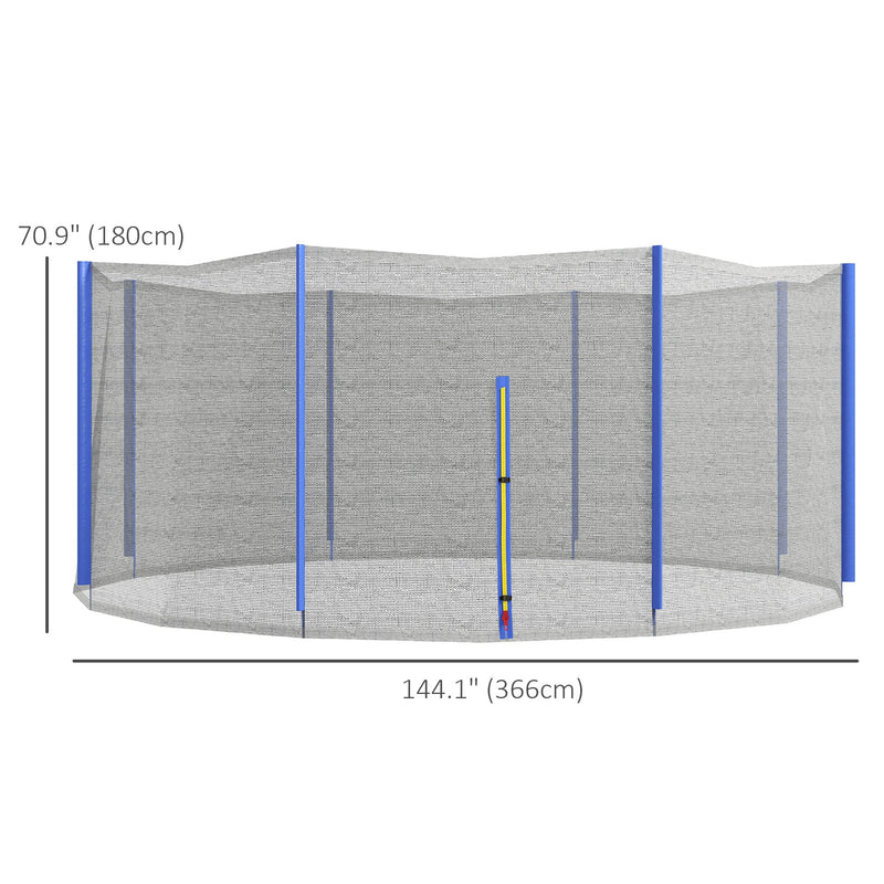 Soozier Trampoline Net Enclosure, Trampoline Netting Replacement with Zippered Entrance for 12ft Round Trampoline