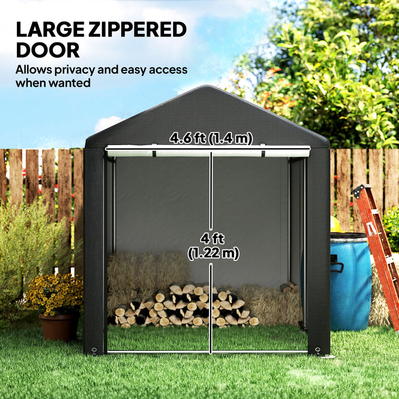 Portable Bicycle Shed with Galvanised Steel Frame and Large Door, Waterproof Outdoor Shed for Garden Tools, Black