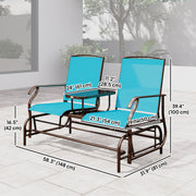 Outsunny - Patio Glider Rocking Chair 2 Person Outdoor Loveseat Rocker Garden Furniture Bench, Blue