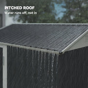 7' x 6' Tall Outdoor Storage Shed, Waterproof Metal Garden Shed with Gloves, Lockable Door, Dark Grey
