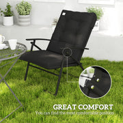Outsunny - Set of 2 Outdoor Folding Chairs with Adjustable Backrest, Padded Camping Chairs for Outdoor Events, Black