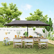 15' Double-Sided Patio Umbrella Parasol Sun Shelter Canopy Shade Grey