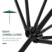 10' x 8' Round Market Umbrella, Patio Umbrella with Crank Handle and Tilt, Outdoor Parasol for Garden, Bench, Lawn, Green