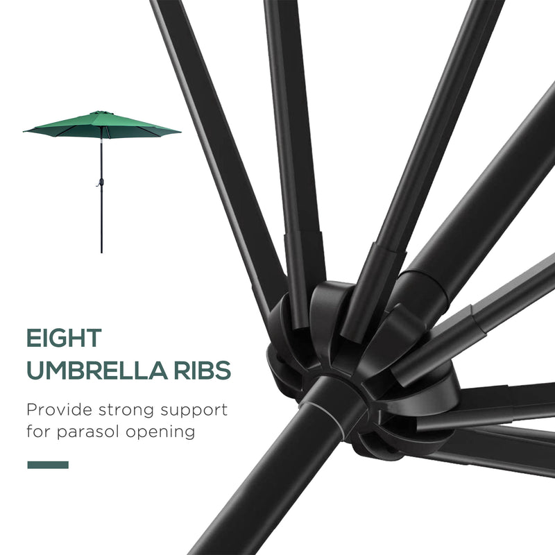 10' x 8' Round Market Umbrella, Patio Umbrella with Crank Handle and Tilt, Outdoor Parasol for Garden, Bench, Lawn, Green