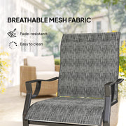 Outsunny - C Spring Motion Patio Chairs Set of 2 with Curved High Backrest, Armrest, All Weather Breathable Fabric, Metal Frame