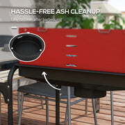 Outsunny - Charcoal Barbecue Grill with Adjustable Grill Height, Portable BBQ Trolley with Ash Catcher and Wheels, Red
