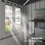 8.5' x 5.5' Metal Garden Storage Shed, Outdoor Tool Storage House with Lockable Door, Vents, Sloped Roof, Light Grey