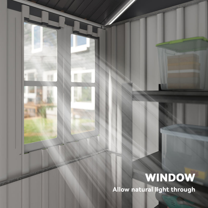 8.5' x 5.5' Metal Garden Storage Shed, Outdoor Tool Storage House with Lockable Door, Vents, Sloped Roof, Light Grey