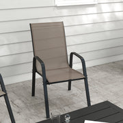Outsunny - Set of 4 Outdoor Dining Chairs, Heavy Duty Stackable Patio Dining Set with Armrests for Balcony Garden, Grey