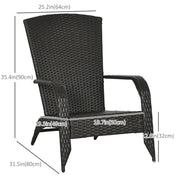 Outsunny - Patio Wicker Adirondack Chair, Outdoor Rattan Muskoka Chair with Cushions for Patio, Garden, Backyard, Cream