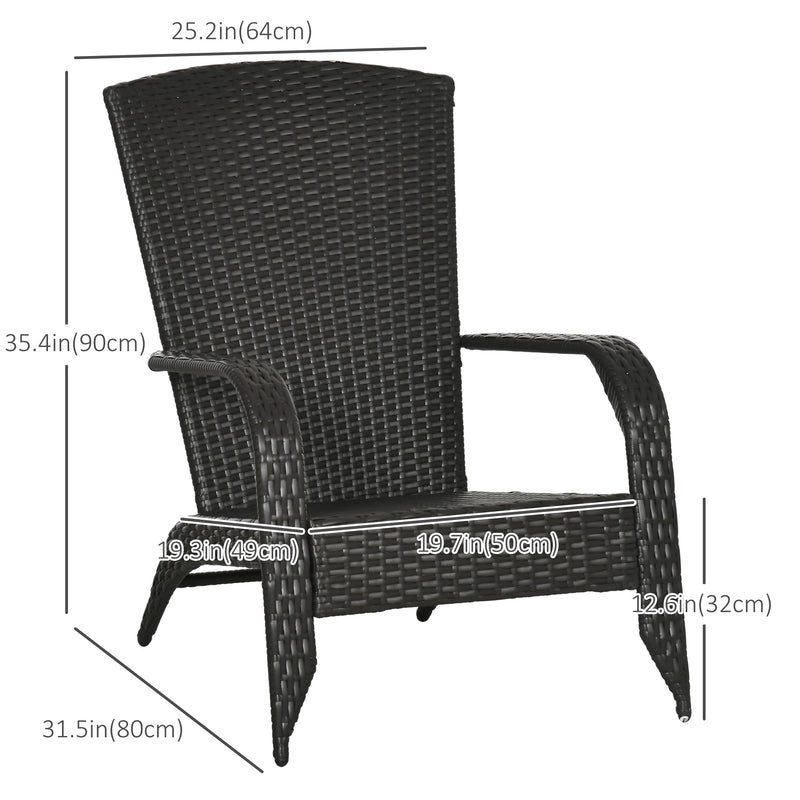 Outsunny - Patio Wicker Adirondack Chair, Outdoor Rattan Muskoka Chair with Cushions for Patio, Garden, Backyard, Cream
