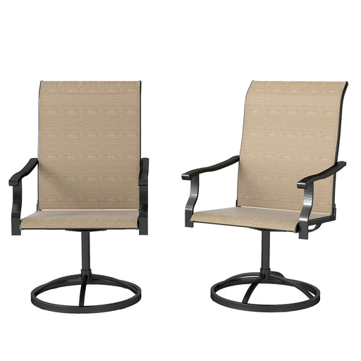 Outsunny - Outdoor Swivel Dining Chairs Set of 2, High Back Swivel Chairs with All Weather Mesh for Deck, Backyard, Poolside, Brown