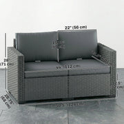 Outsunny - 2 Seater Outdoor Couch Patio Sofa with Deep Seat, Cushions, Wide Armrests for Garden, Balcony, Porch, Dark Grey