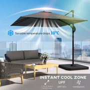 8' x 8' Offset Cantilever Patio Umbrella with Base Weights, UPF50+ Cantilever Parasol with 360° Rotation, Dark Grey