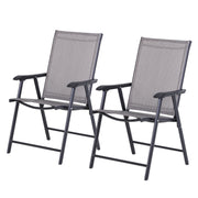 Outsunny - 2-Piece Folding Dining Chair Set for Relaxing on Patio, Balcony, or Garden, Comfortable Outdoor Furniture with Armrests, Grey