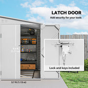 4.6' x 9' Steel Outdoor Storage Shed, Lean to Shed, Metal Tool House with Foundation Kit, Lockable Doors, Gloves and 2 Air Vents for Backyard, Patio, Lawn, White