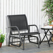 Outsunny - Patio Glider Outdoor Glider Chair with Breathable Mesh Seat & Backrest, Armrests and Metal Frame, Black
