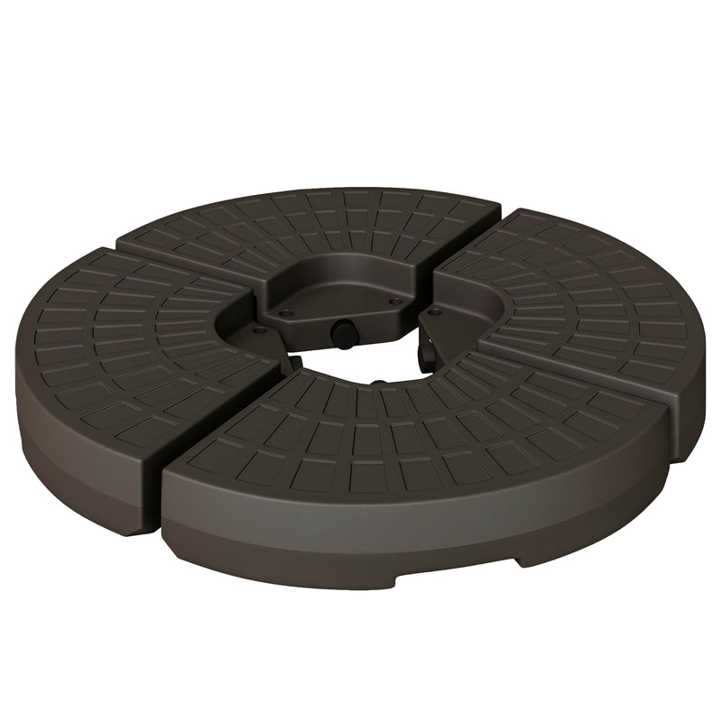 Outsunny - 4-Piece Cantilever Offset Patio Umbrella Circular Base Stand w/Carry Handles, Water & Sand Filled