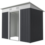 7' x 4' Outdoor Storage Shed, Metal Garden Tool Storage House Organizer with Lockable Sliding Doors and Vents for Backyard Patio Lawn, Charcoal Grey