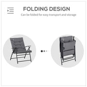 Outsunny - Foldable Lounge Chair, Fabric Upholstered Recliner, Outdoor Lounger with Armrest, Metal Frame for Backyard, Grey