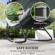 Outsunny - Outdoor Patio Rocking Chair with Cushion, Steel Frame Balcony Chair with Mesh Deep Seat for Porch, Garden, Grey