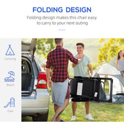 Outsunny - Double Camping Chairs Foldable w/ Reclining & Headrest, Black