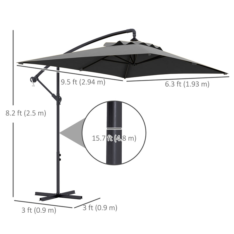 Outsunny - 3(m) Patio Offset Umbrella with Cross Base, Dark Grey — 84D-270V00CG