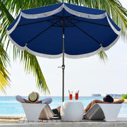 9FT Patio Umbrella Parasol, UPF 30+ Outdoor Market Umbrella with Crank, 8 Ribs, Push Button Tilt, Blue