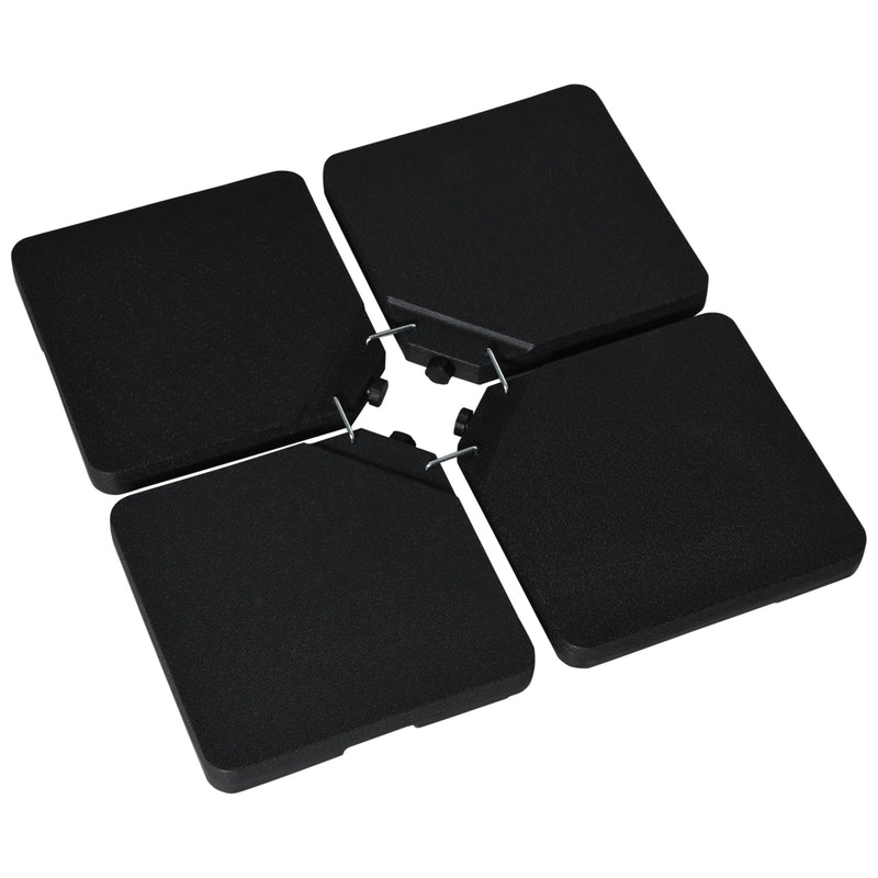 Outsunny - Set of 4 Parasol Base Stand Weights for Banana Hanging Cantilever Umbrella, Can Be Filled with Sand or Water, Black — 84D-152