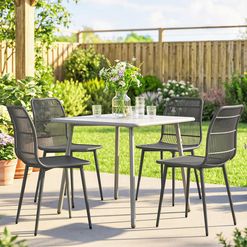 Outsunny - Outdoor Dining Chairs Set of 4, Patio Chairs with Slotted Backrest, Grey