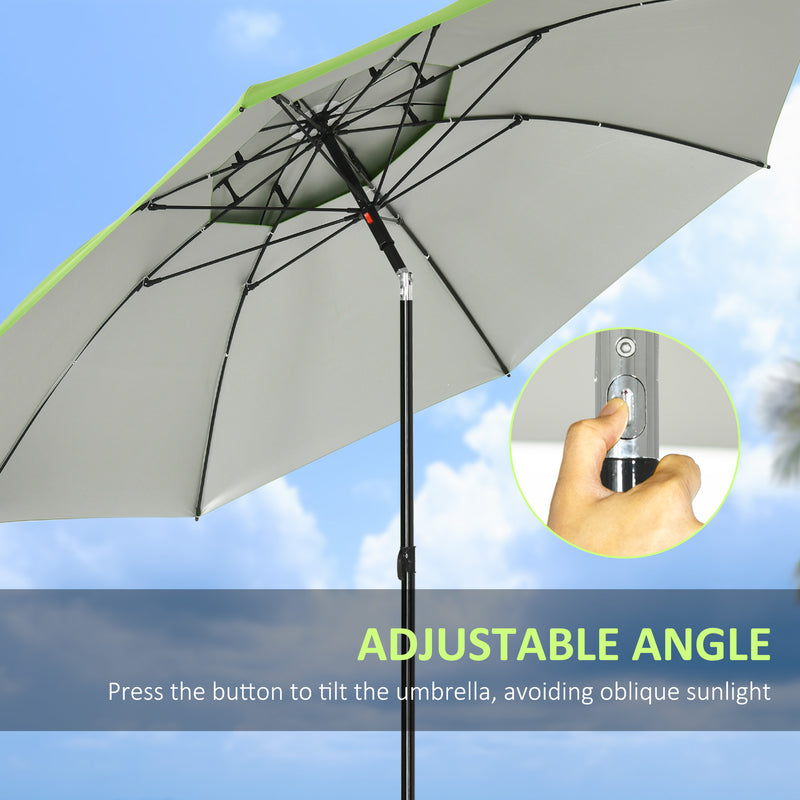 6.6ft Arched Beach Umbrella, Angle Adjustable Patio Umbrella with Steel Frame, Carry Bag, UV30+ Outdoor Umbrella, Green