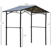 Outsunny - 8' x 5' Hardtop Grill Gazebo Aluminium BBQ Canopy Gazebo Outdoor Canopy with Side Shelves