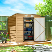 6 x 4FT Galvanized Garden Storage Shed, Metal Outdoor Shed with Double Doors and 2 Vents, Yellow