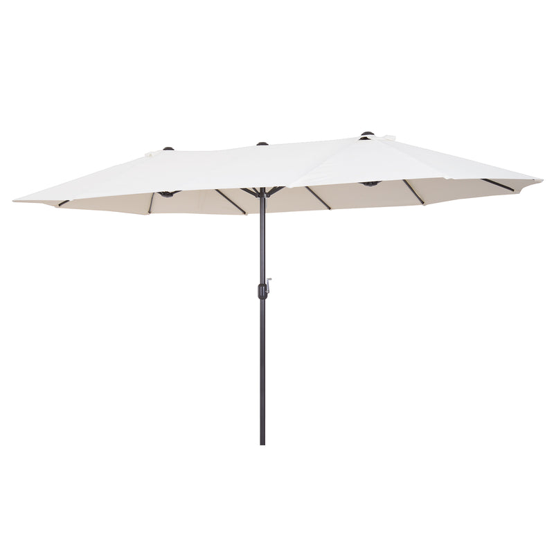 15ft Double-Sided Patio Umbrella Rectangular Parasol Sun Shelter Canopy Shade UV Protection w/ Hand Crank