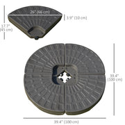 4-Piece Cantilever Offset Patio Umbrella Circular Base Stand w/Carry Handles, Water & Sand Filled