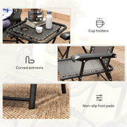 Outsunny - 3 Pieces Patio Bistro Set, Outdoor Folding Table and Chairs Set, Metal Patio Furniture Set with Cup Holders