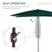 6.5x10ft Rectangle Aluminum Tilt Patio Umbrella Garden Market Parasol Outdoor Sunshade Canopy with Crank(Green)