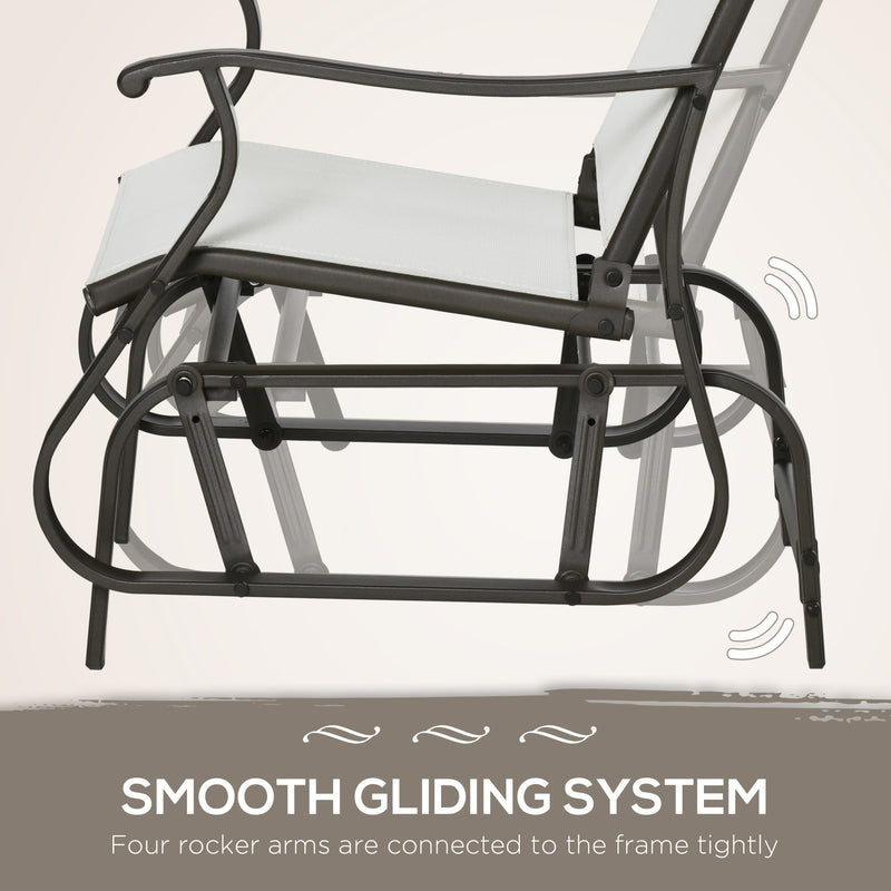 Outsunny - 3PCs Gliding Rocking Chair & Bistro Tea Table Set, Cream White
