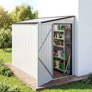 4' x 8' Outdoor Storage Shed Lean to Shed Outdoor Metal Tool Shed with Lockable Door and Air Vents, White