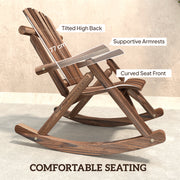 Outsunny - Wooden Outdoor Rocking Chair, Oversized Adirondack Patio Rocker with High Back and Slatted Seat, Carbonized