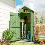 30" x 21" x 71" Garden Storage Shed, Outdoor Tool Utility Storage House with 3 Tier Shelves and Roof, Green