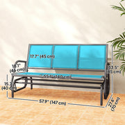 Outsunny - 3-Seat Outdoor Glider Chair, Patio Rocking Chair, Steel Frame, Sling Fabric Seat for Garden, Backyard, Lawn, Blue